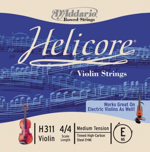 D'Addario Helicore Violin Strings - E, 4/4, Unwound/Steel, Medium, Ball
